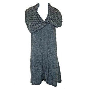 A. Giannetti Waterfall Cardigan Sweater Vest Sz L Gray Chunky Open Duster Wrap